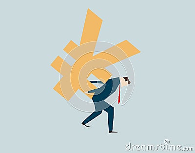 Business people and RMB currency symbol, economic pressure and financial economic debt Vector Illustration